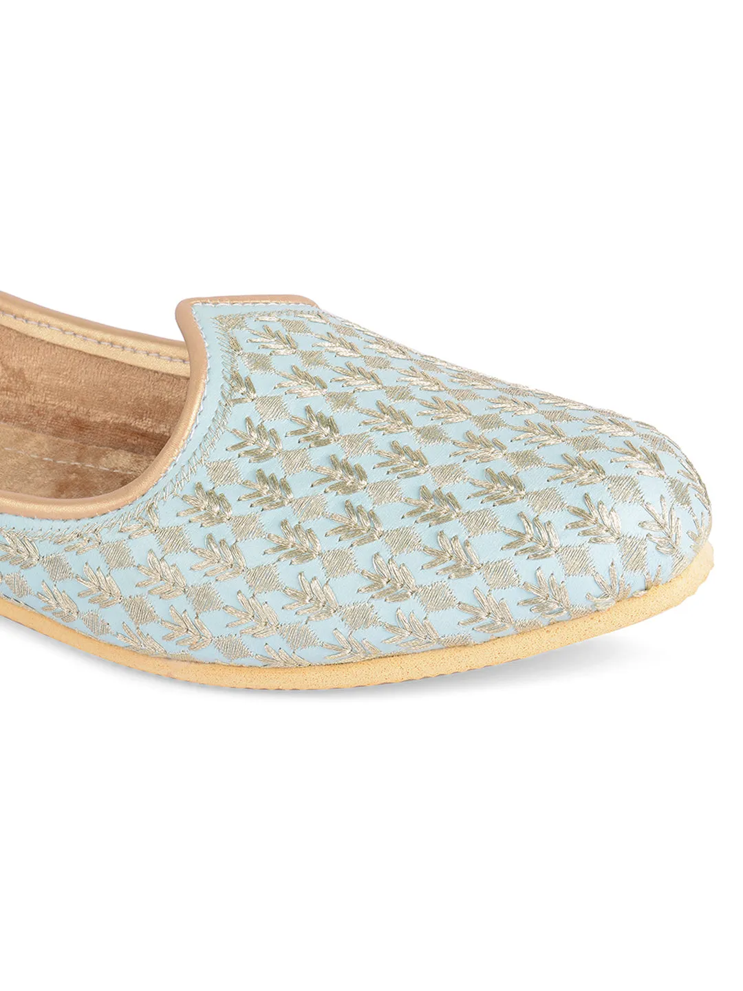 Men's Indian Ethnic Party Wear Blue Footwear - Desi Colour