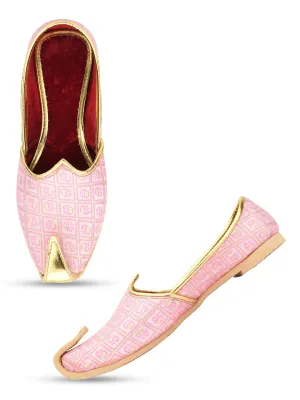 Men's Indian Ethnic Party Wear Pink Footwear - Desi Colour