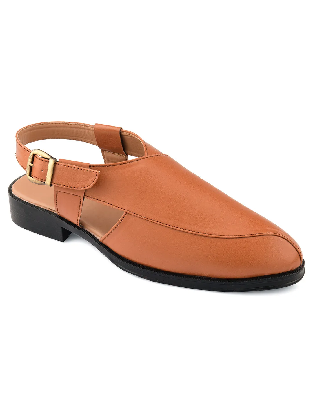 Men's Indian Ethnic Party Wear Tan Footwear - Desi Colour