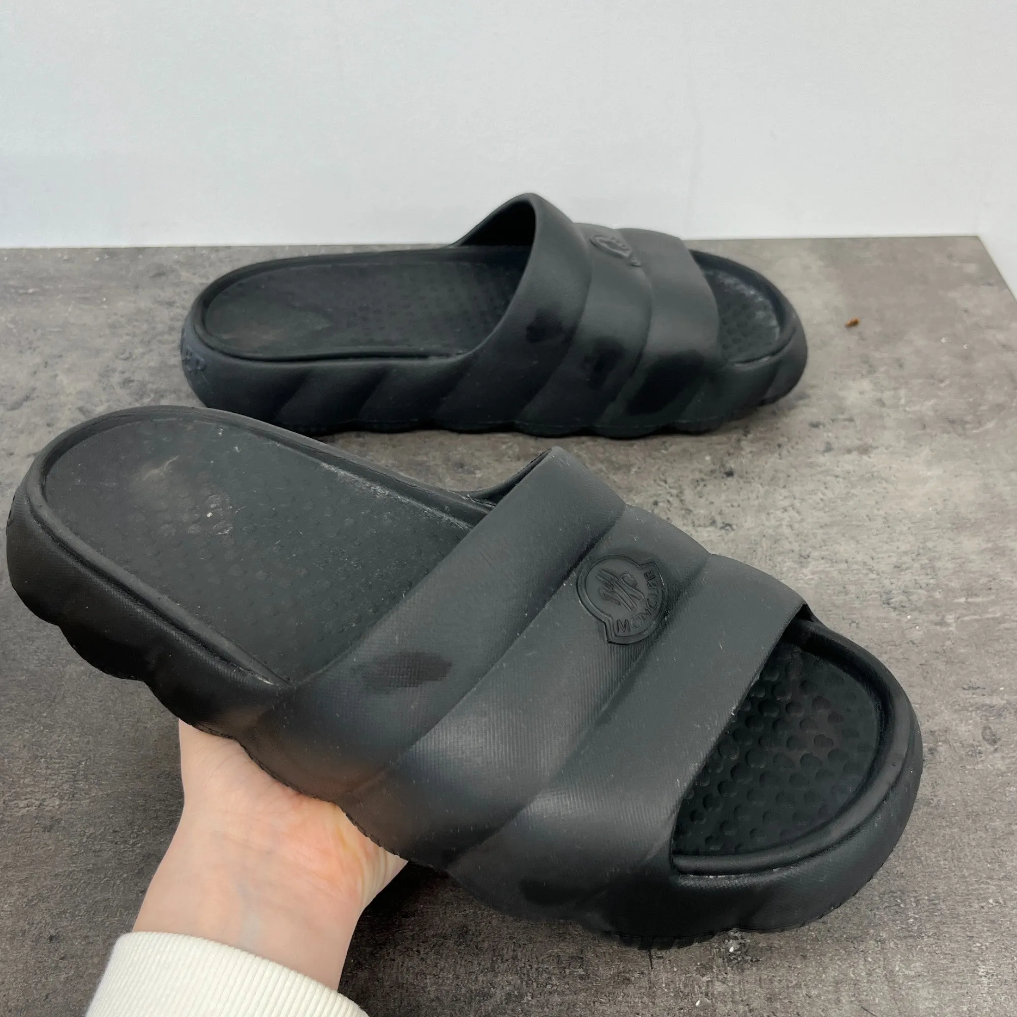 Men's Logo Quilted Slides Black Size EU 42 / UK 8