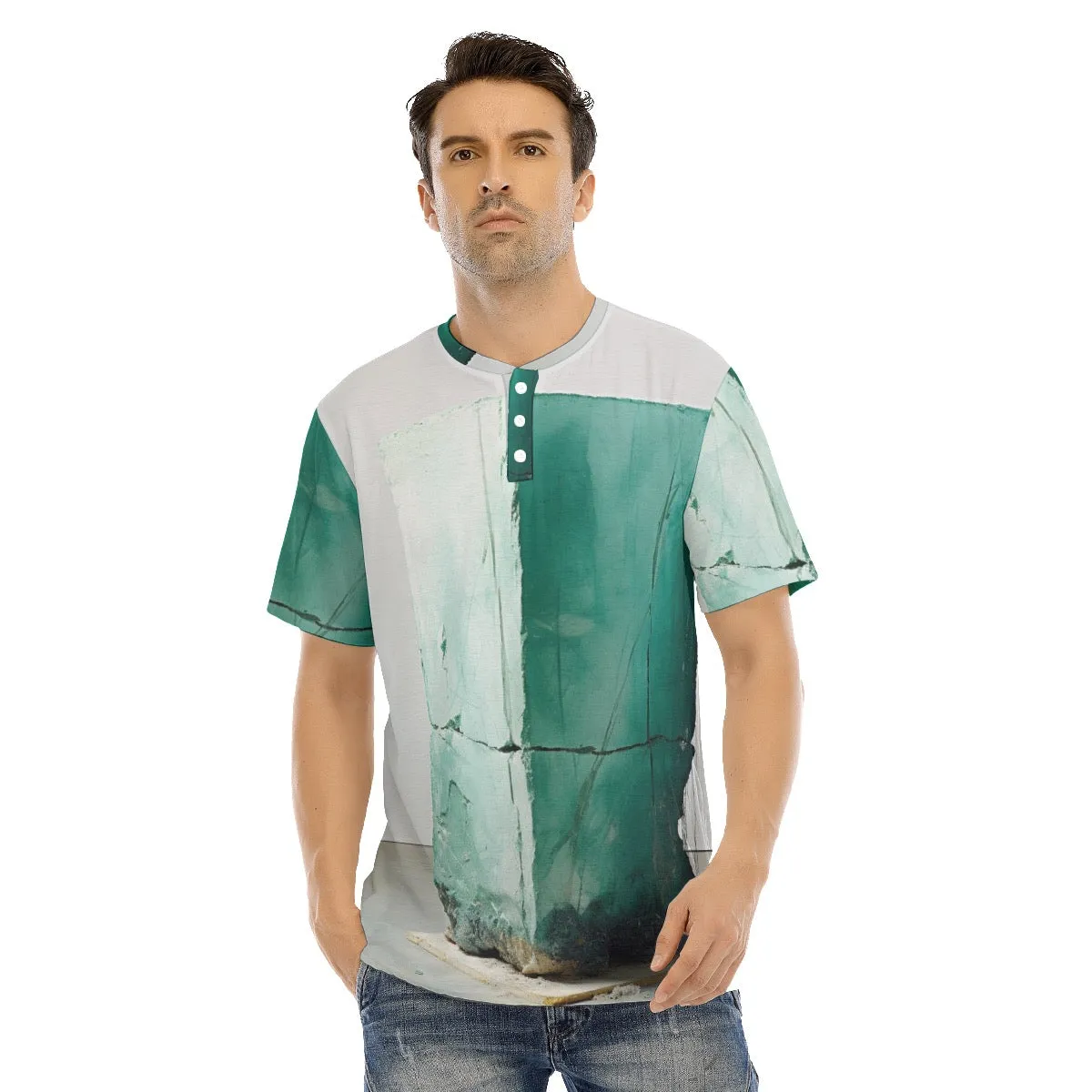 Men's Short Sleeve T-shirt With Button Closure #y151