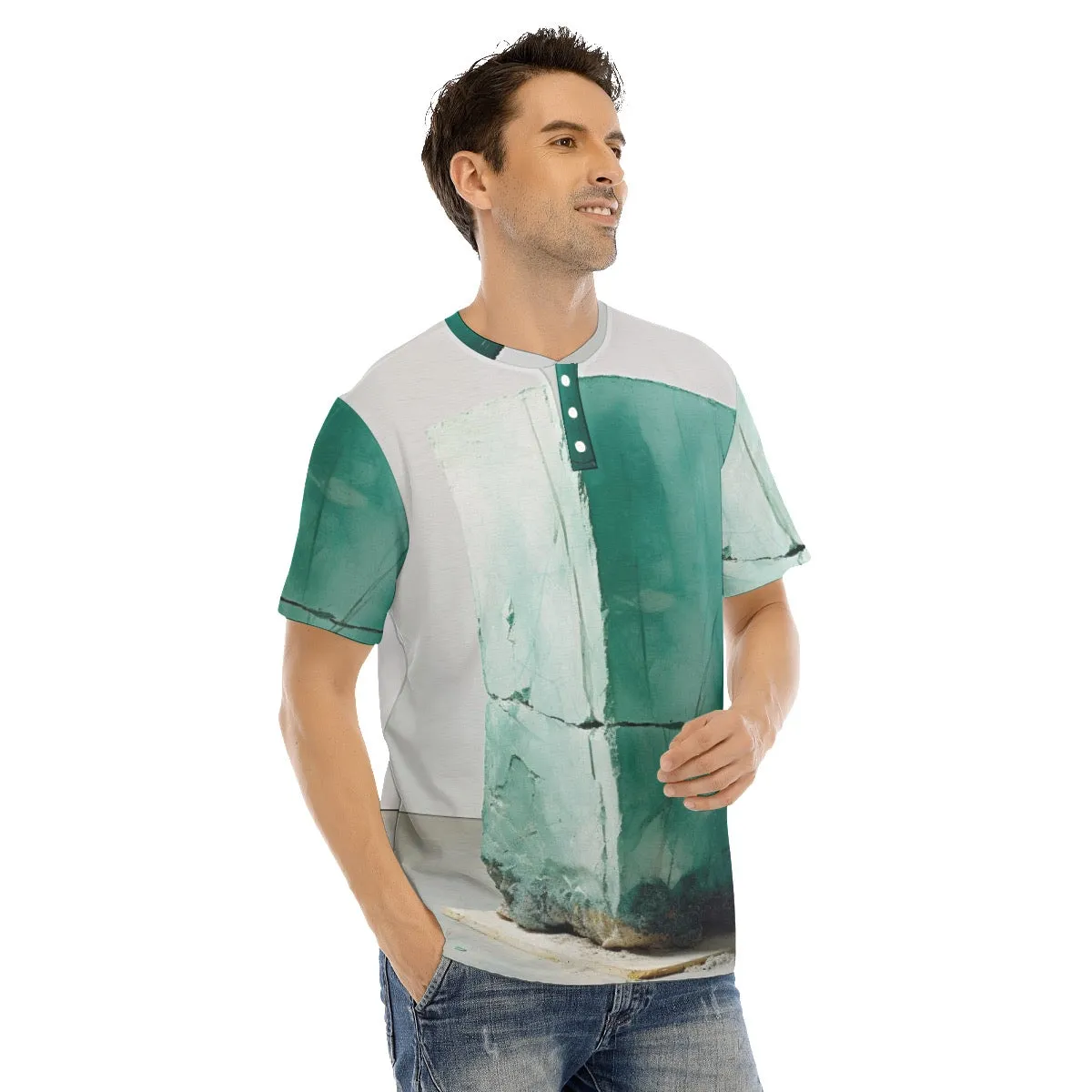 Men's Short Sleeve T-shirt With Button Closure #y151