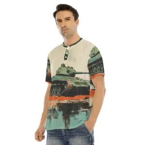 Men's Short Sleeve T-shirt With Button Closure #y152