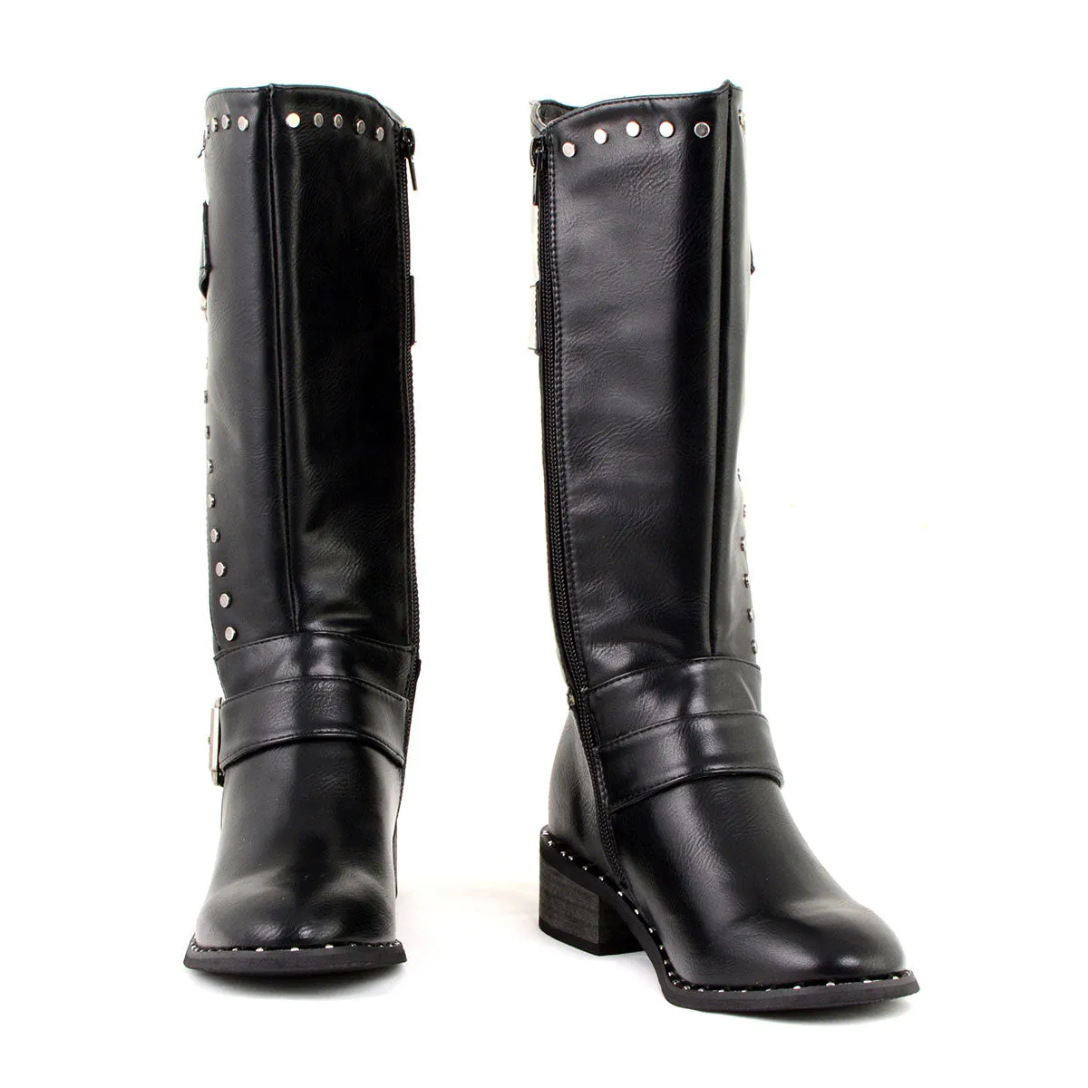 Milwaukee Leather MBL9423 Women's Black Studded Fashion Casual Boots with Studded Outsole