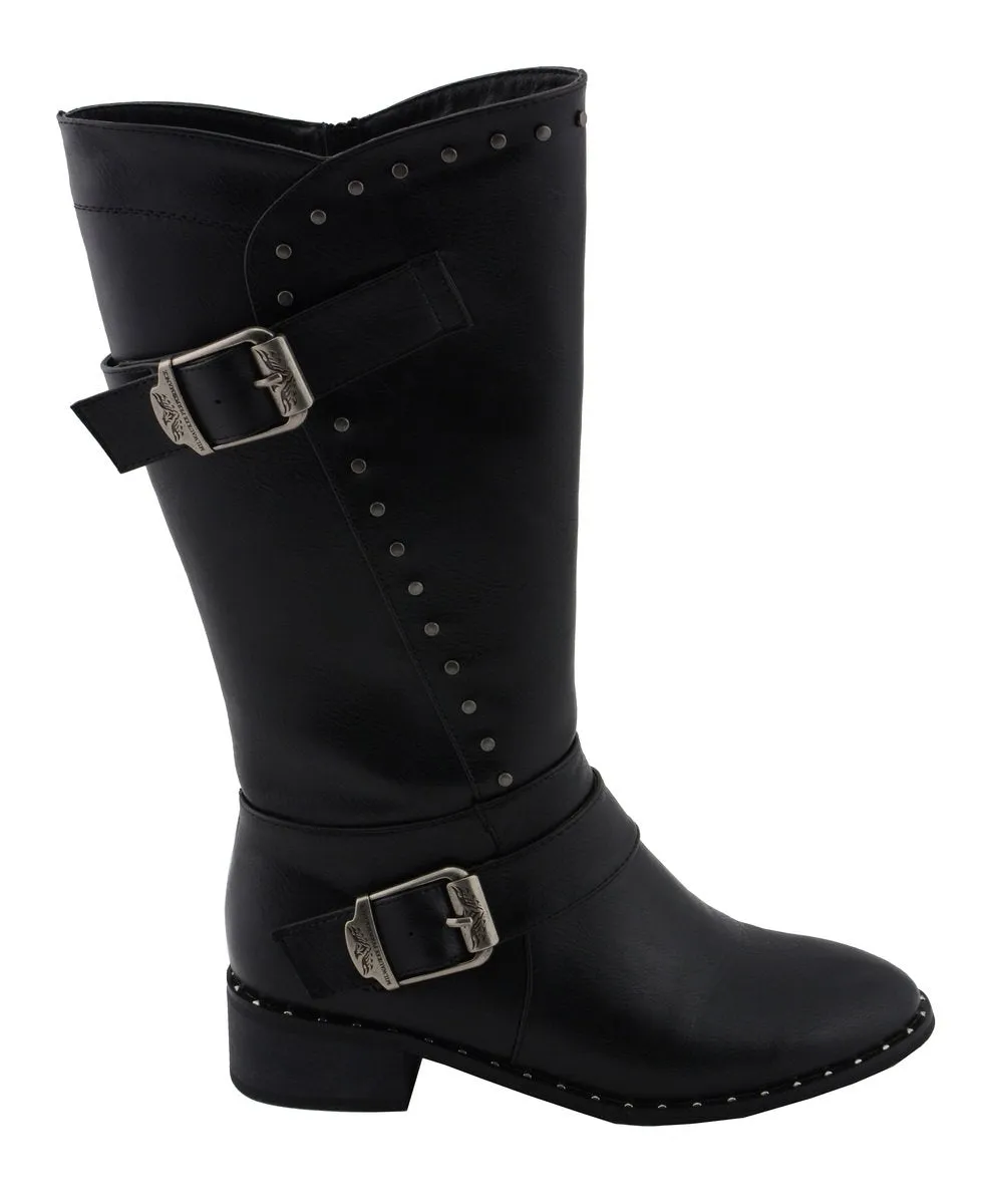 Milwaukee Leather MBL9423 Women's Black Studded Fashion Casual Boots with Studded Outsole