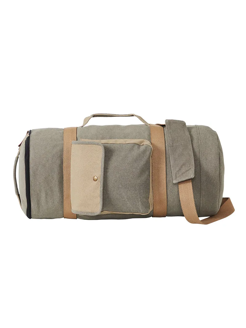 Mona B Grey 100% Cotton Canvas Duffel Gym Travel and Sports Bag with Stylish Design for Men and Women