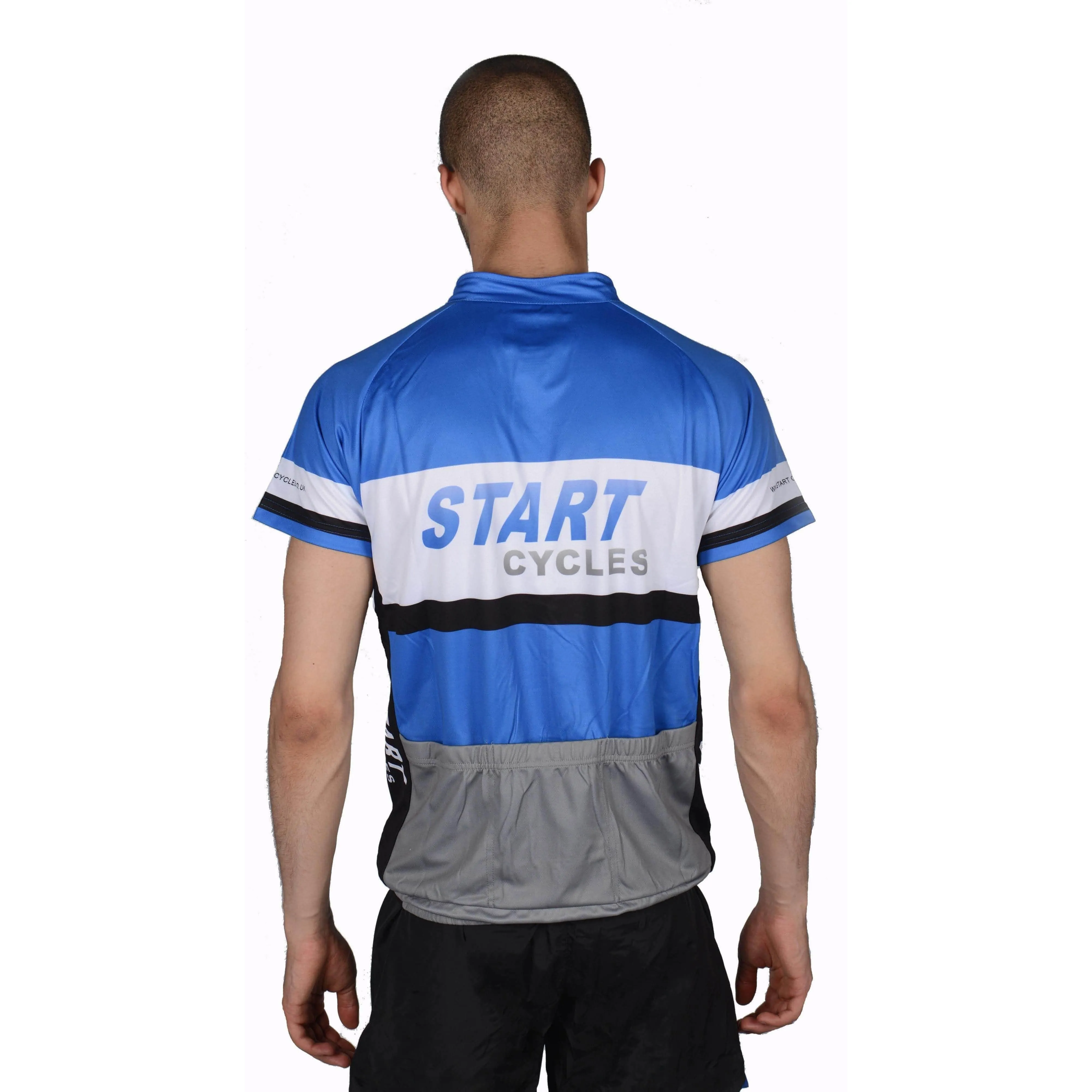 More Mile Team Start Cycles Mens Short Sleeve Cycling Jersey - Blue