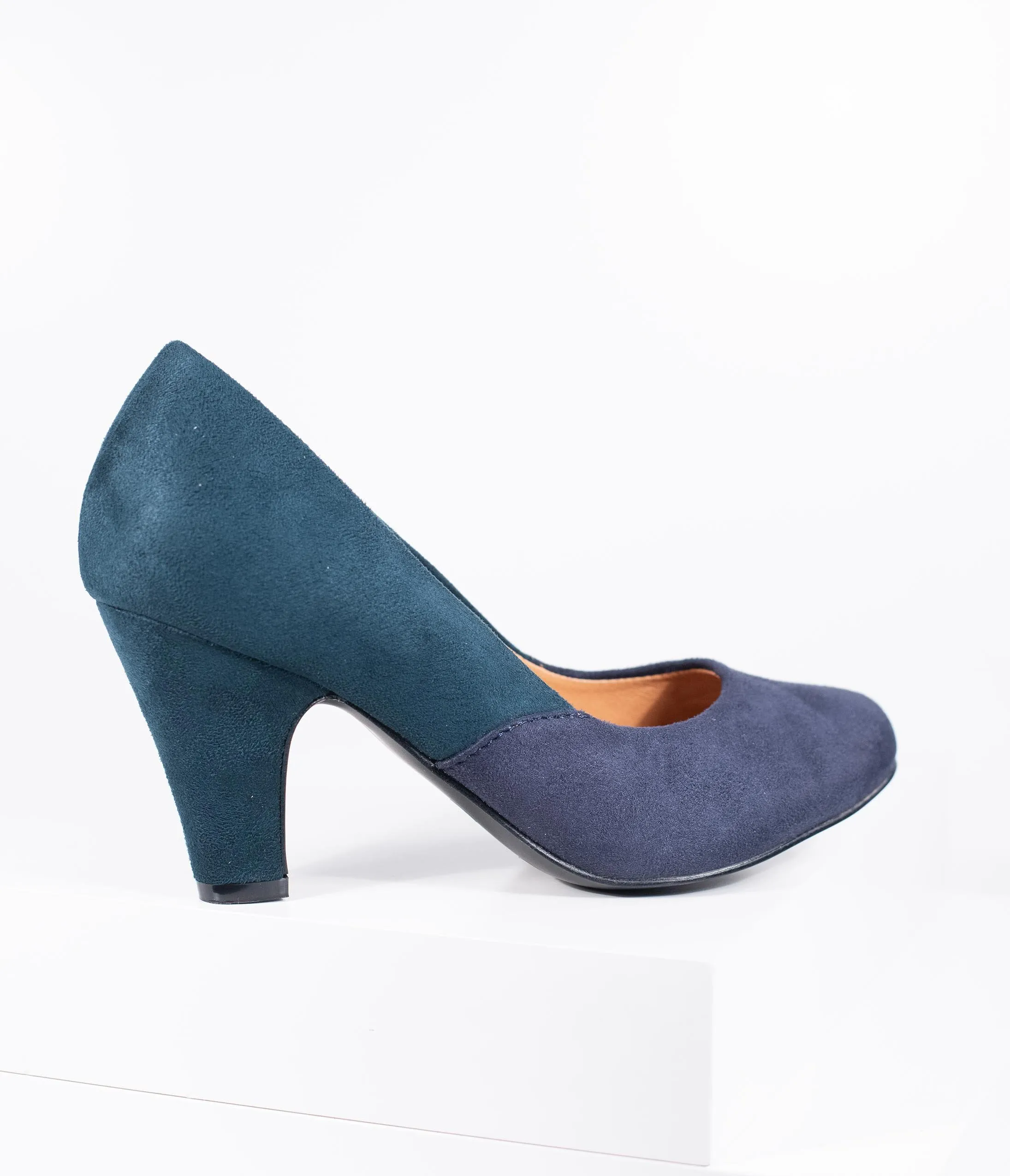 Navy & Teal Suede Two Tone Pumps