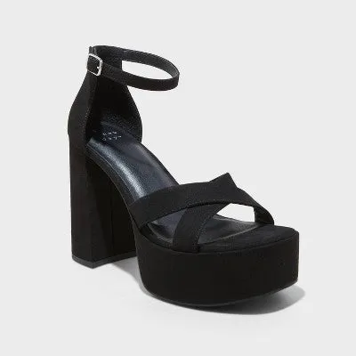 New - Women's Becky Platform Heels - A New Day Black 8