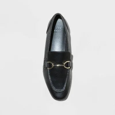 New - Women's Laurel Wide Width Loafer Flats - A New Day Black 6W