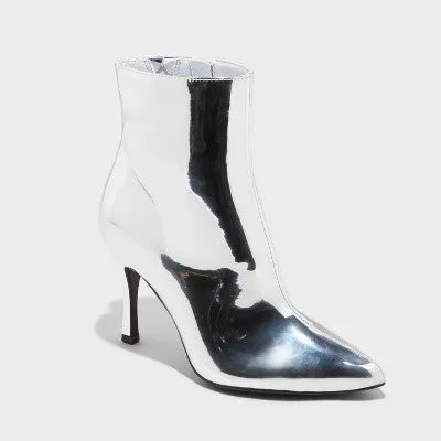 New - Women's Shandra Ankle Boots - A New Day Silver 9