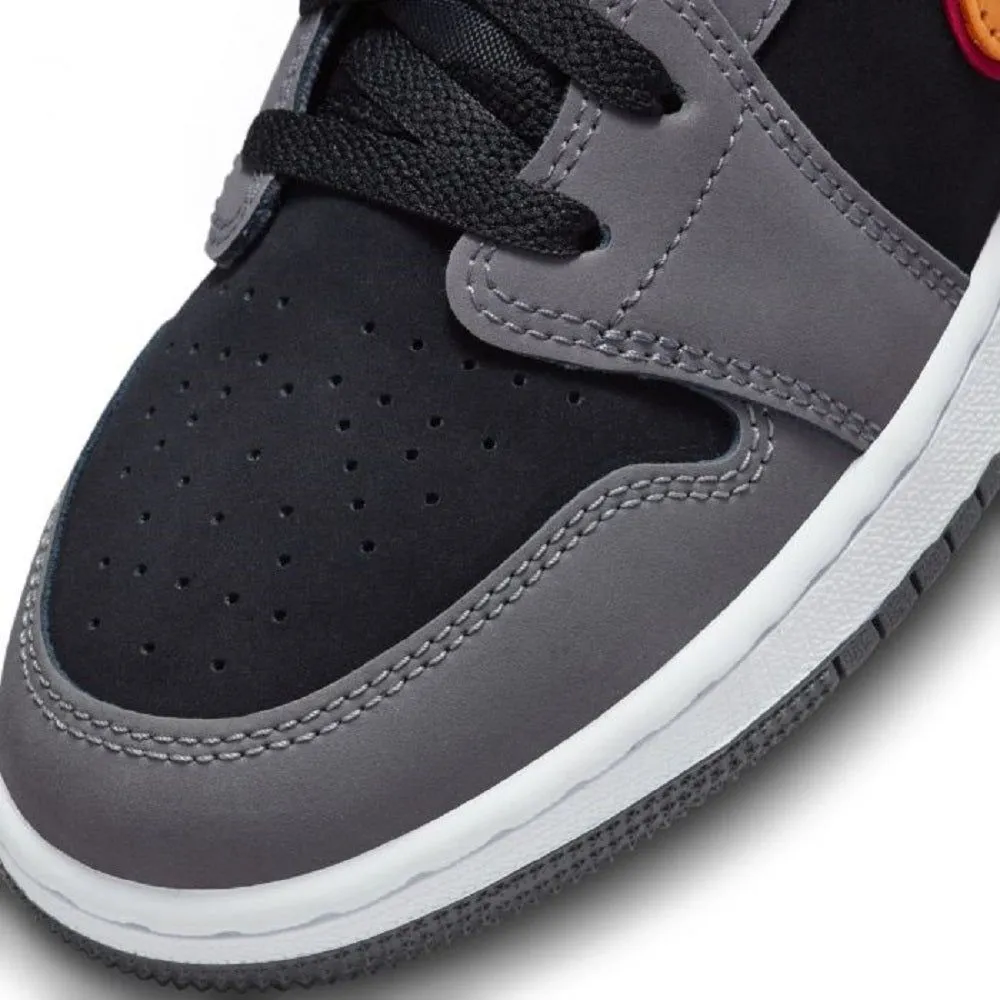 Nike Kid's Air Jordan 1 Low SE Shoes - Black / Vivid Orange / Light Graphite / Cardinal Red