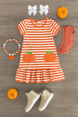 Orange Stripe Double Pumpkin Dress