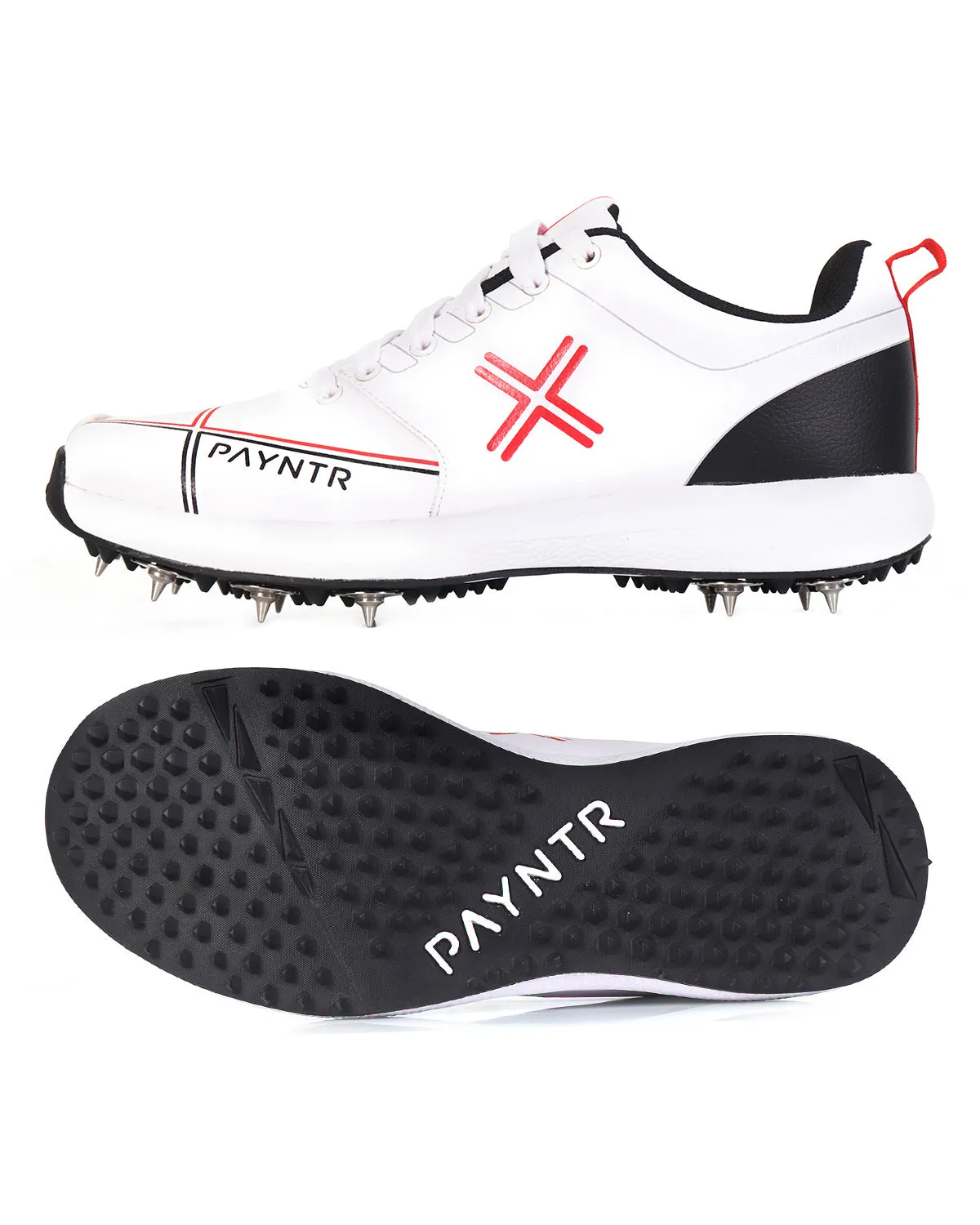 Payntr X Pimple Cricket Shoes - Rubber - White/Black