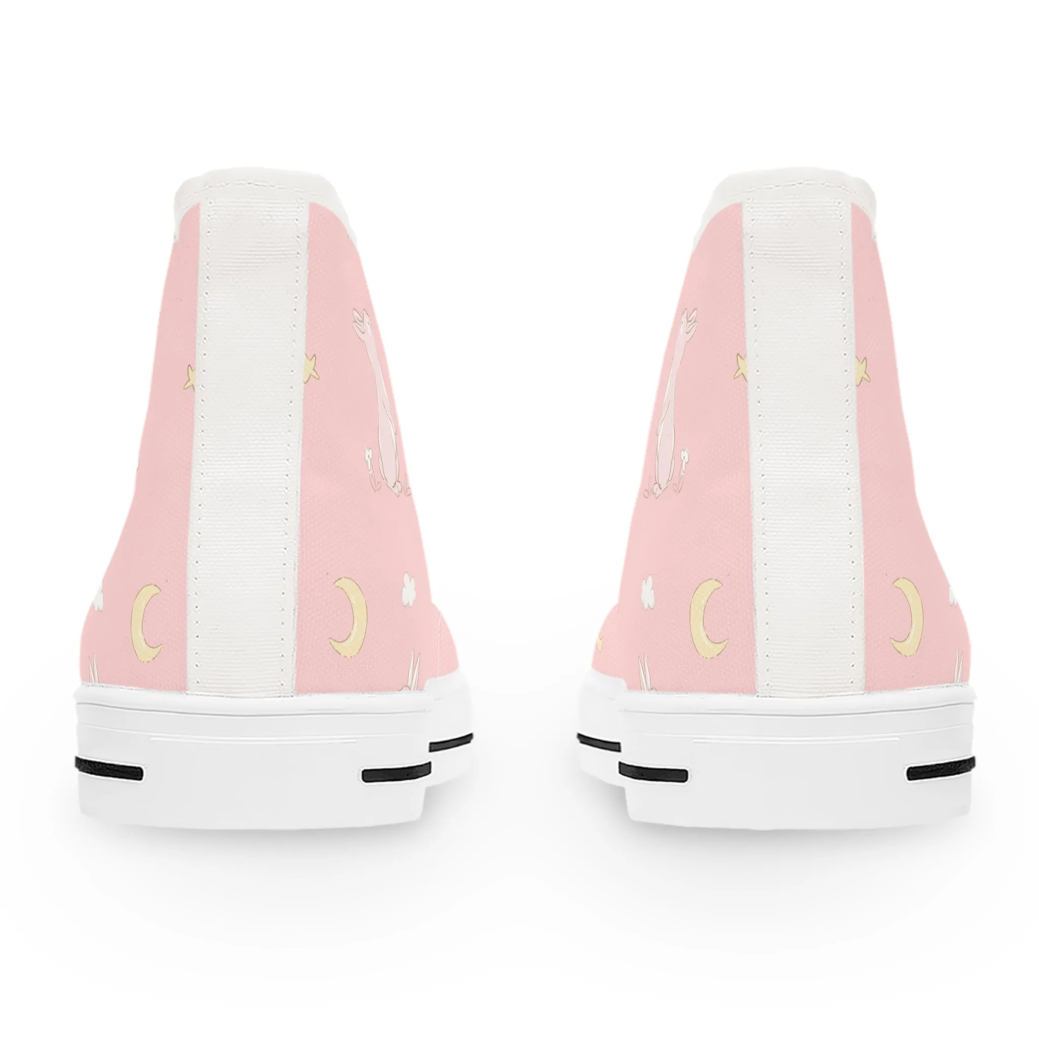 Pink Rabbit with Balloon Women's High Top Sneakers