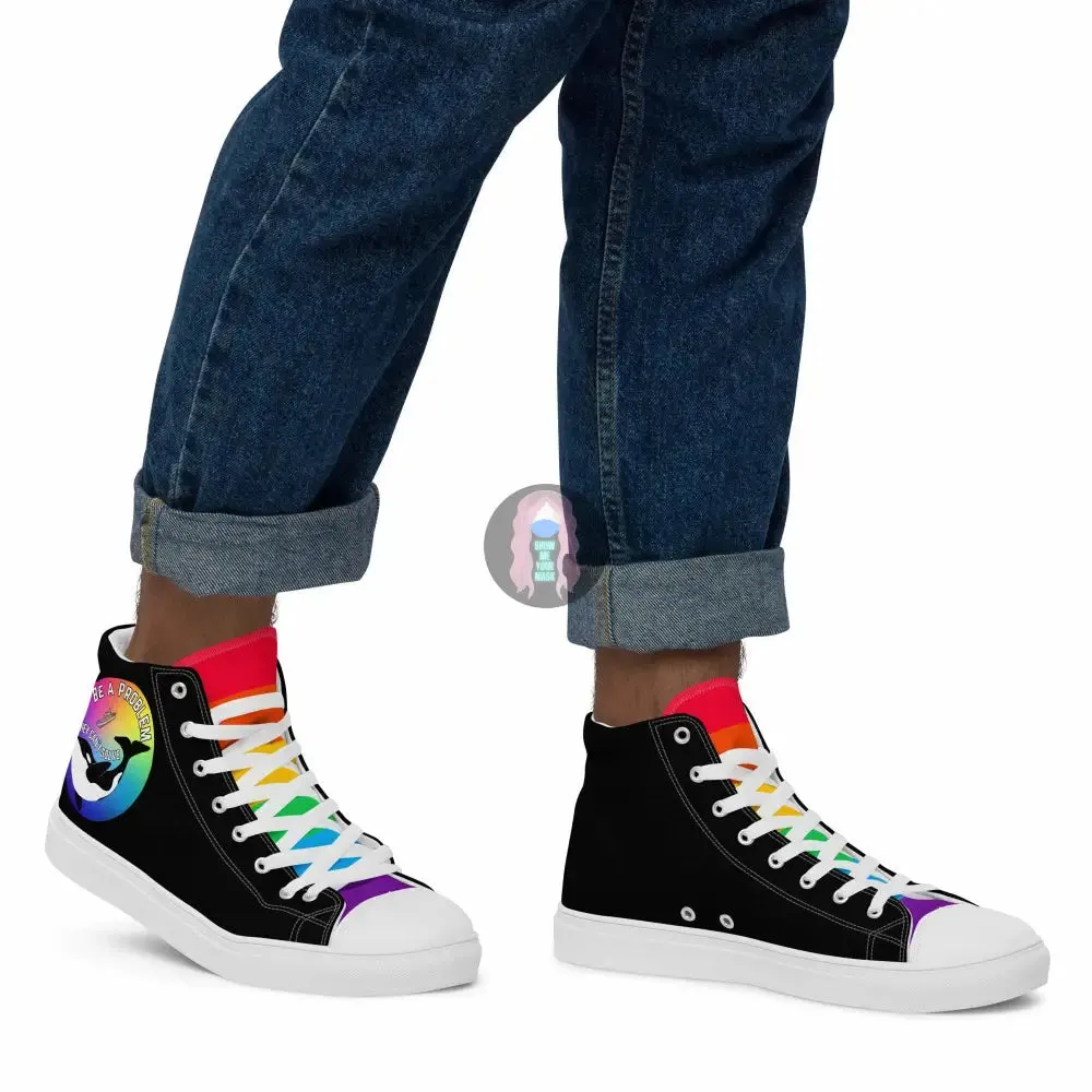 Pride, Orca "Be a Problem" Men’s high top canvas shoes