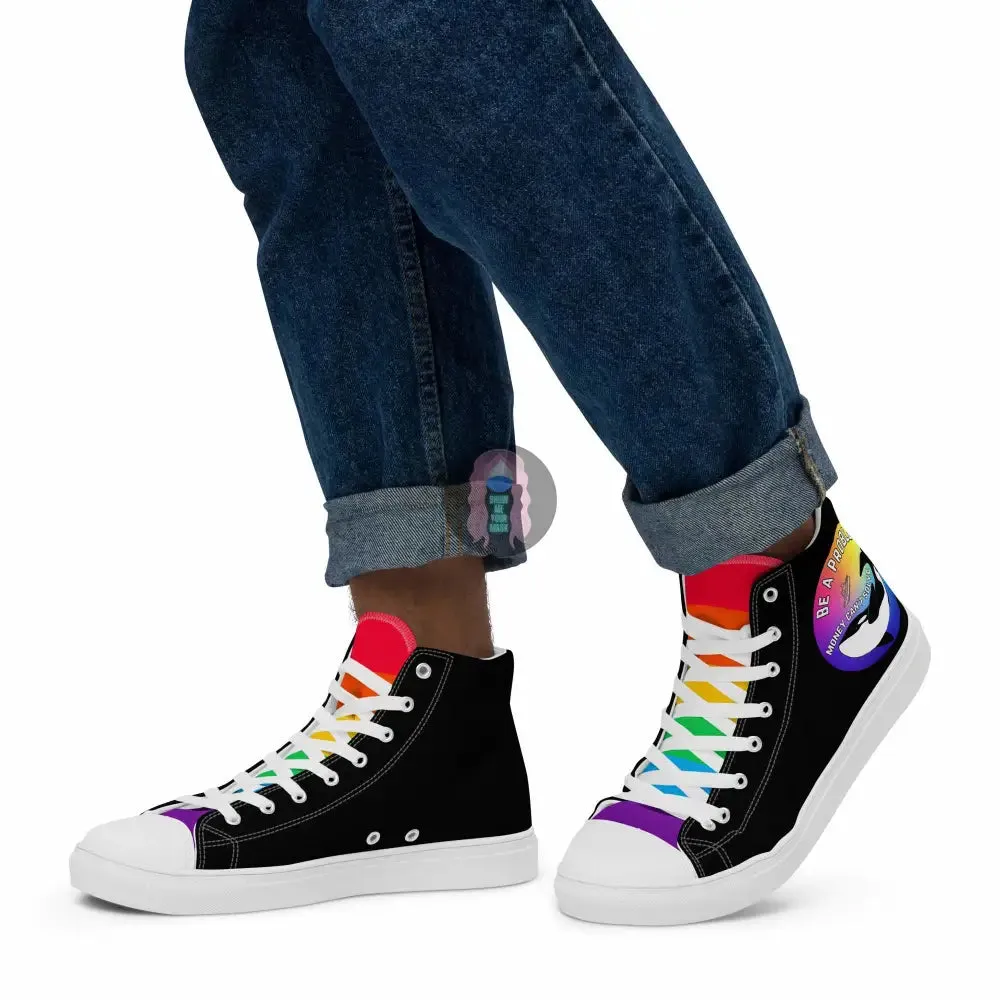 Pride, Orca "Be a Problem" Men’s high top canvas shoes