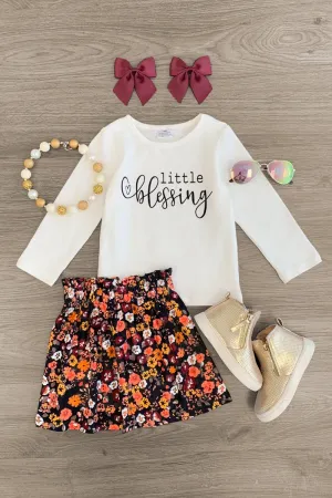 "Little Blessing" Fall Floral Skirt Set