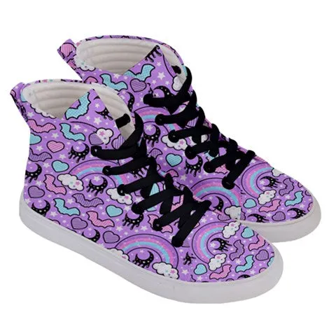 Rainbow spooky bats women's hi-top sneakers [made to order]