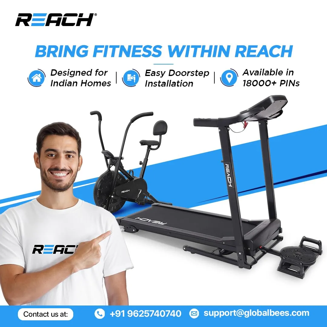 Reach Orion Spin Bike | 6.5 KG Flywheel | 8 Levels of Adjustable Resistance | Max User Weight 110 KG | LCD Monitor | Exercise Bike for Home Workout | 12 Months Warranty Multicolour