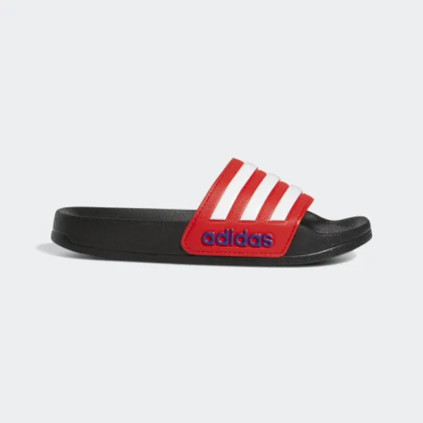 RED AND BLACK UNISEX ADIDAS ADILETTE SHOWER