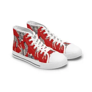 Red Zebras Women's High Top Sneakers