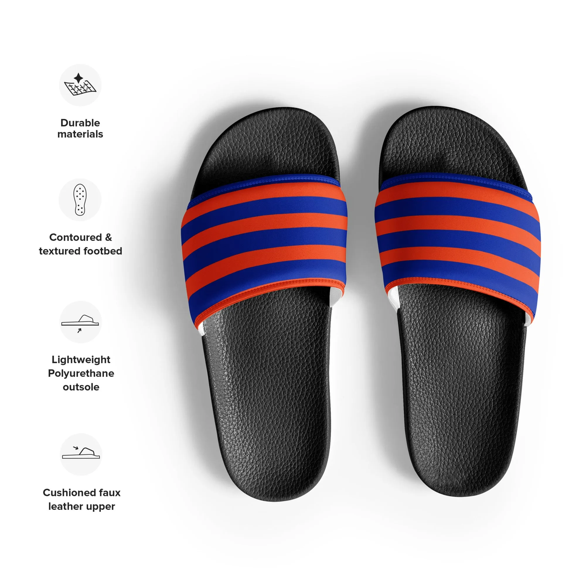 Royal Blue and Orange Beach Stripes Men’s Slides