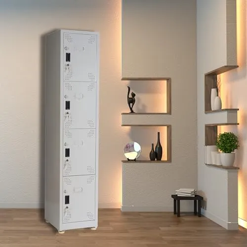 S SHUBHAM FURNITURES PVT. LTD. Steel 4 Door Locker | 4 Door Personal Locker | 4 Door Gym Locker | 4 Door School Locker | File Storage Locker Home Office | Off White