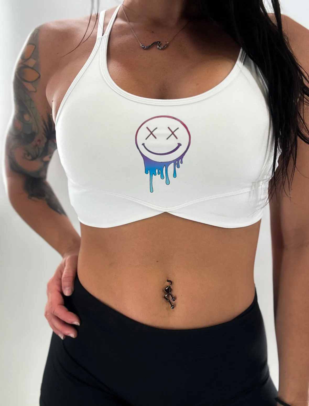 Salty Savage Ladies "Gradient Drip OG Smile” V Cut Sports Bra