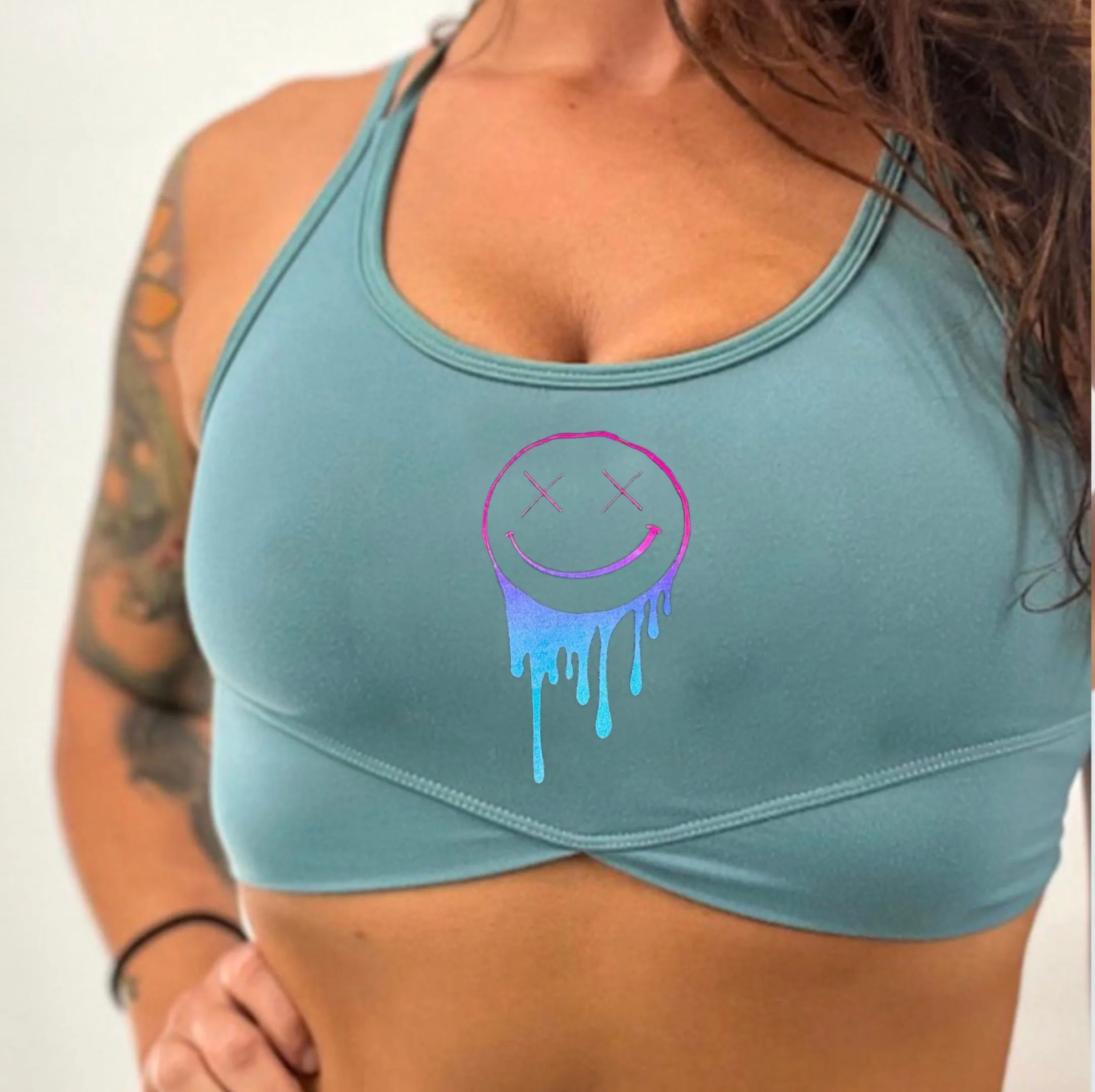 Salty Savage Ladies "Gradient Drip OG Smile” V Cut Sports Bra