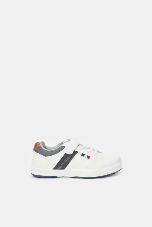 Senior Boys White Colour Block Sneaker