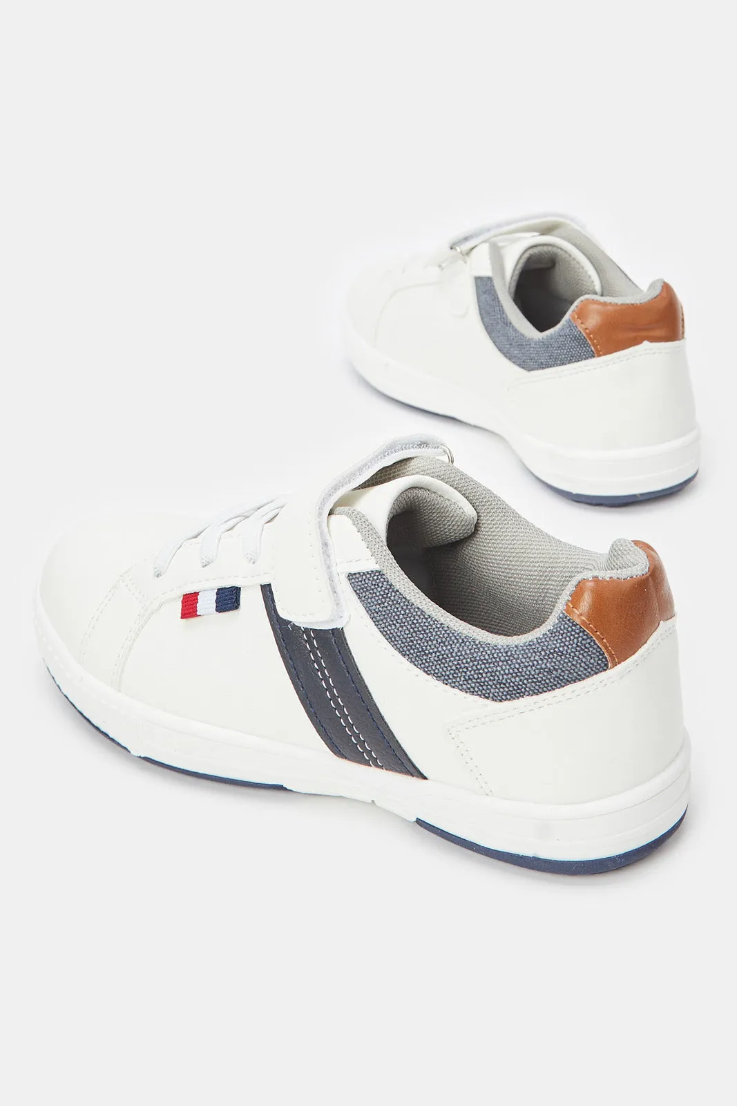 Senior Boys White Colour Block Sneaker