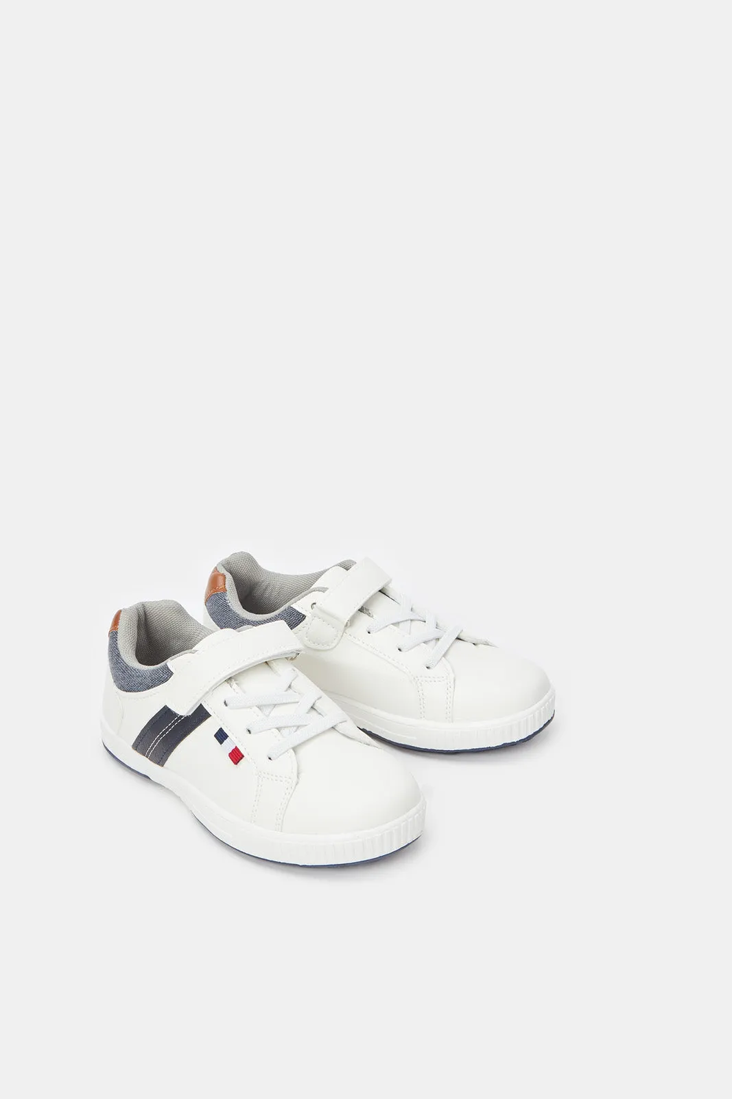 Senior Boys White Colour Block Sneaker