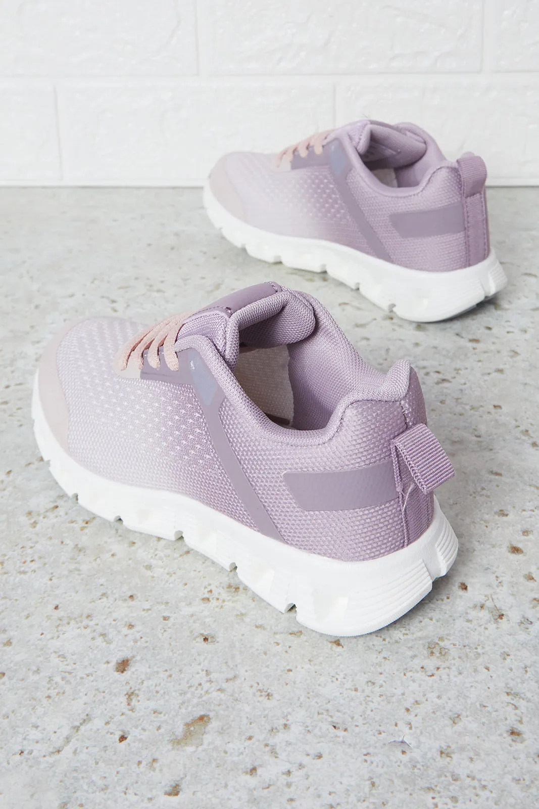 Senior Girls Purple And White Lace-Up Trainer