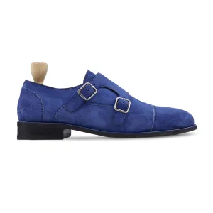 Shisaku - Men's Light Blue Kid Suede Double Monkstrap