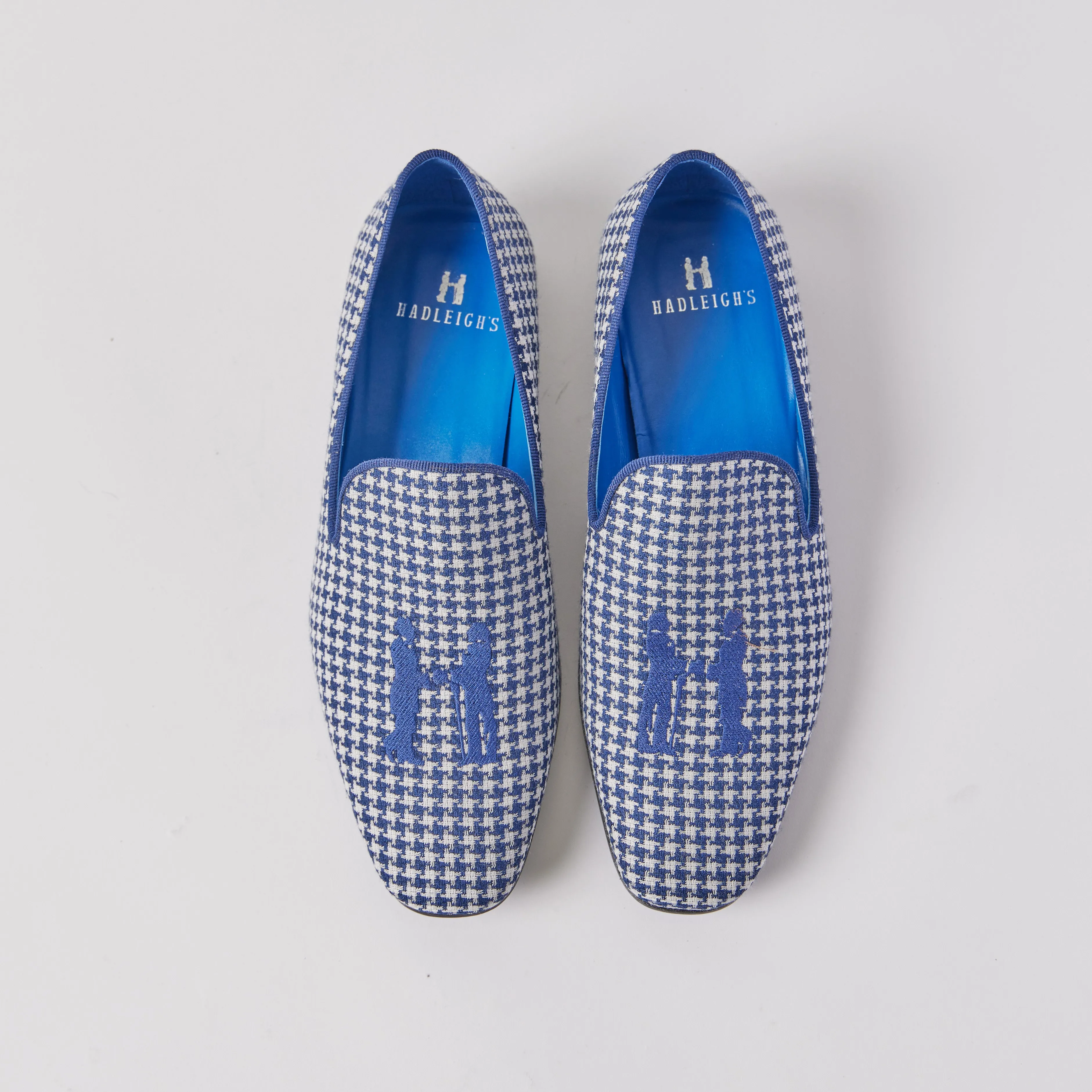 Slipper in Navy Houndstooth with Cobalt Logo