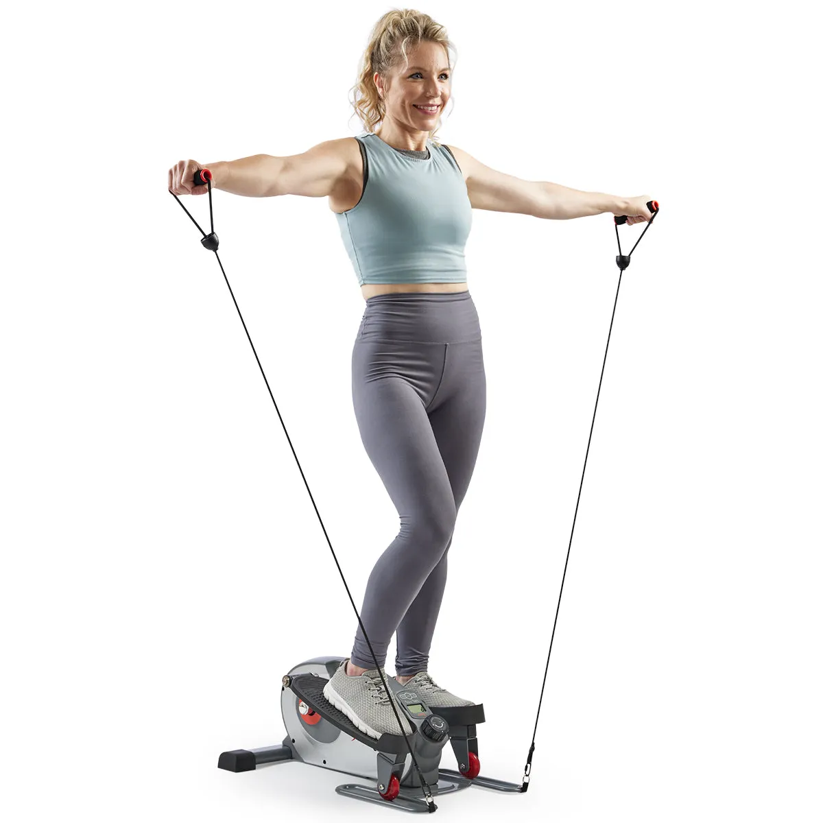 Smart Stand/Sit Mini Elliptical Exercise Trainer with Resistance Bands