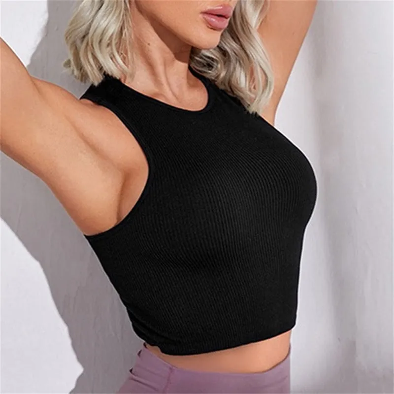 Sports Bra Racerback Crop Top High Elastic Yoga Gym Tank Tops for Women