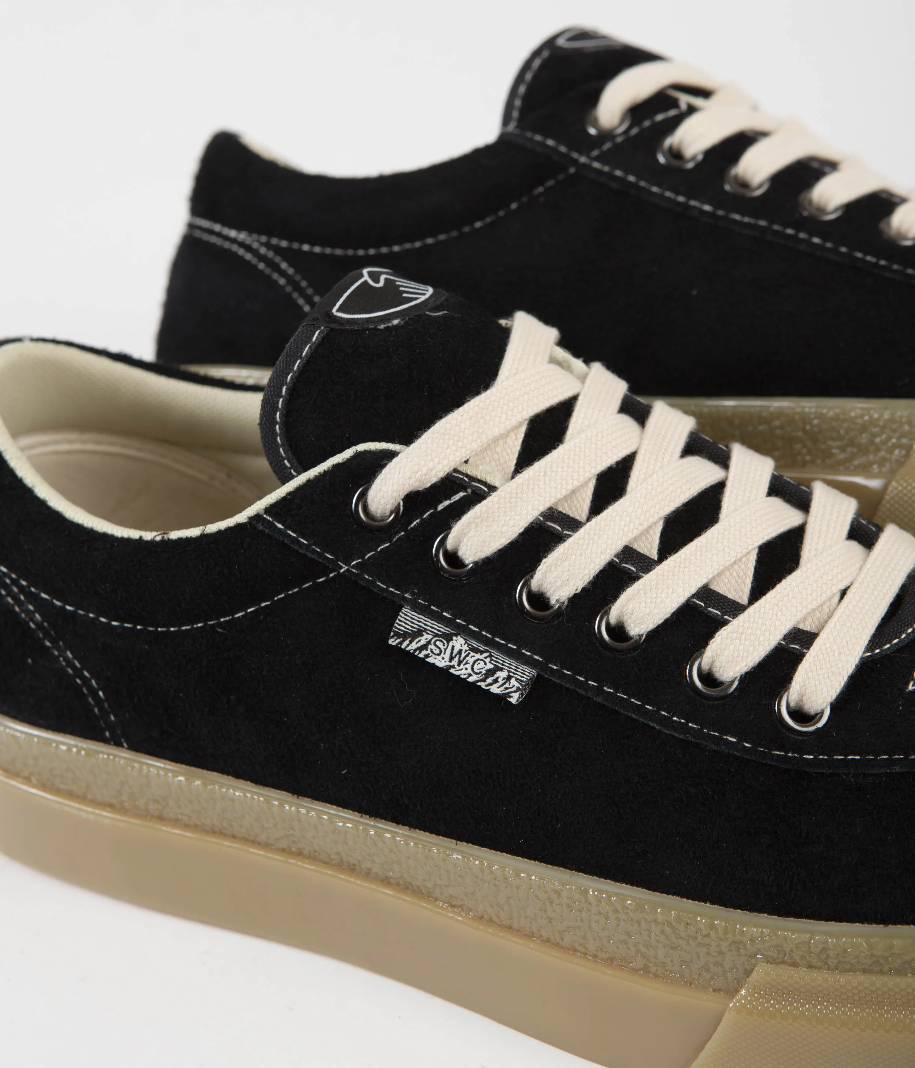 Stepney Workers Club Dellow Raw Suede Shoes - Black / Gum