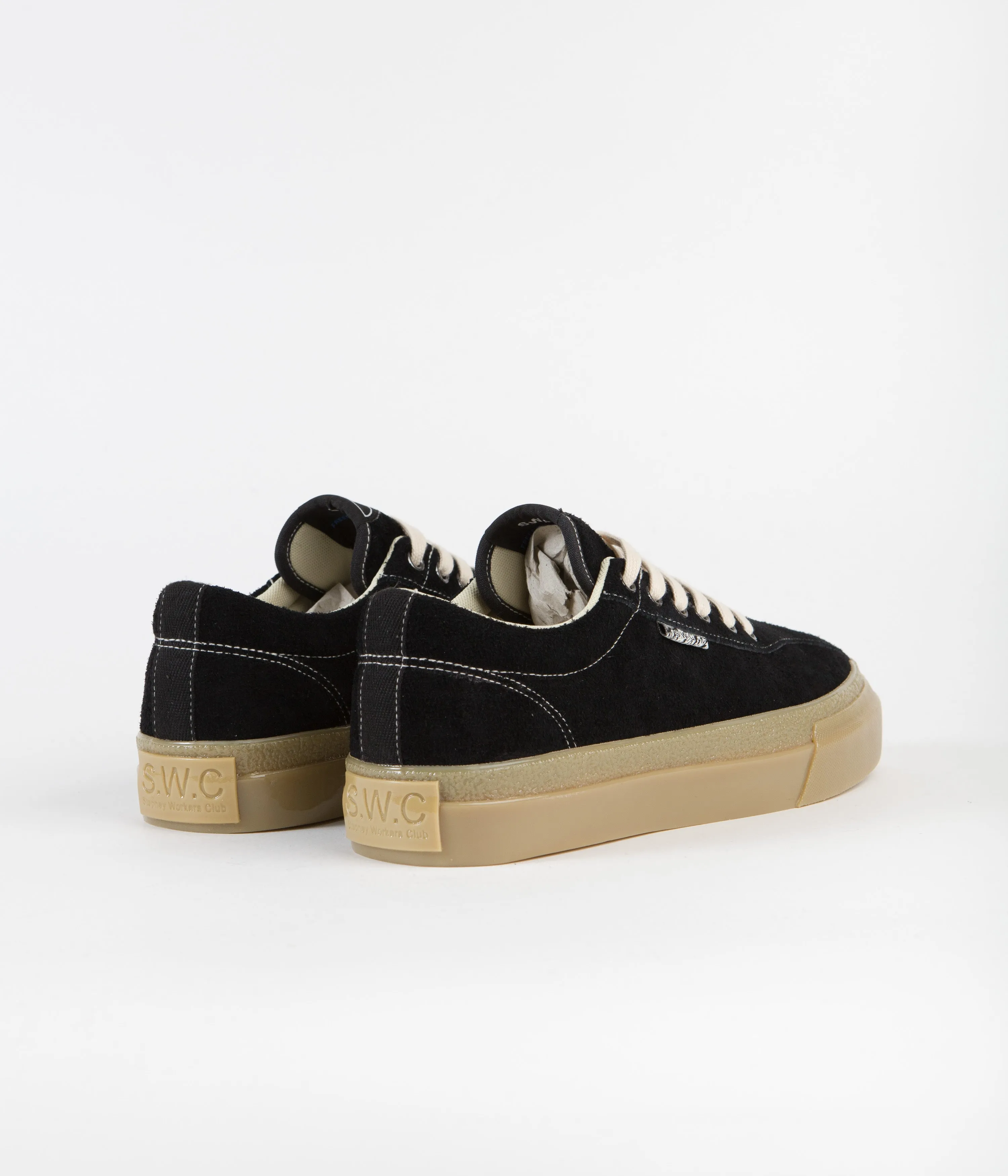 Stepney Workers Club Dellow Raw Suede Shoes - Black / Gum