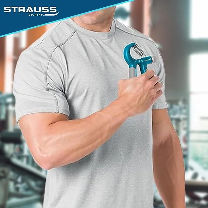 Strauss Adjustable Hand Grip| Adjustable Resistance (10KG - 40KG) | Hand Gripper for Home & Gym Workouts | Perfect for Finger & Forearm Hand Exercises & Strength Building (Black/Blue) Pack of 4