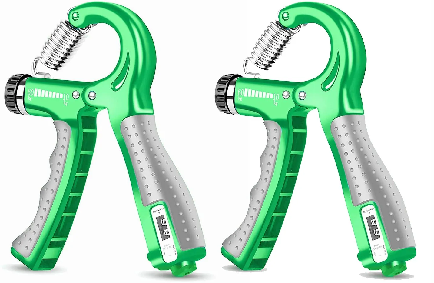 Strauss Adjustable Hand Grip Strengthener with Counter Meter - Green (Pack of 2)