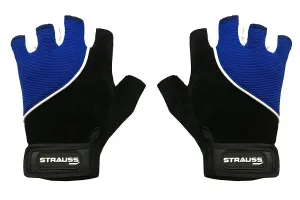 STRAUSS Cycling Gloves, Small, (Black/Blue)