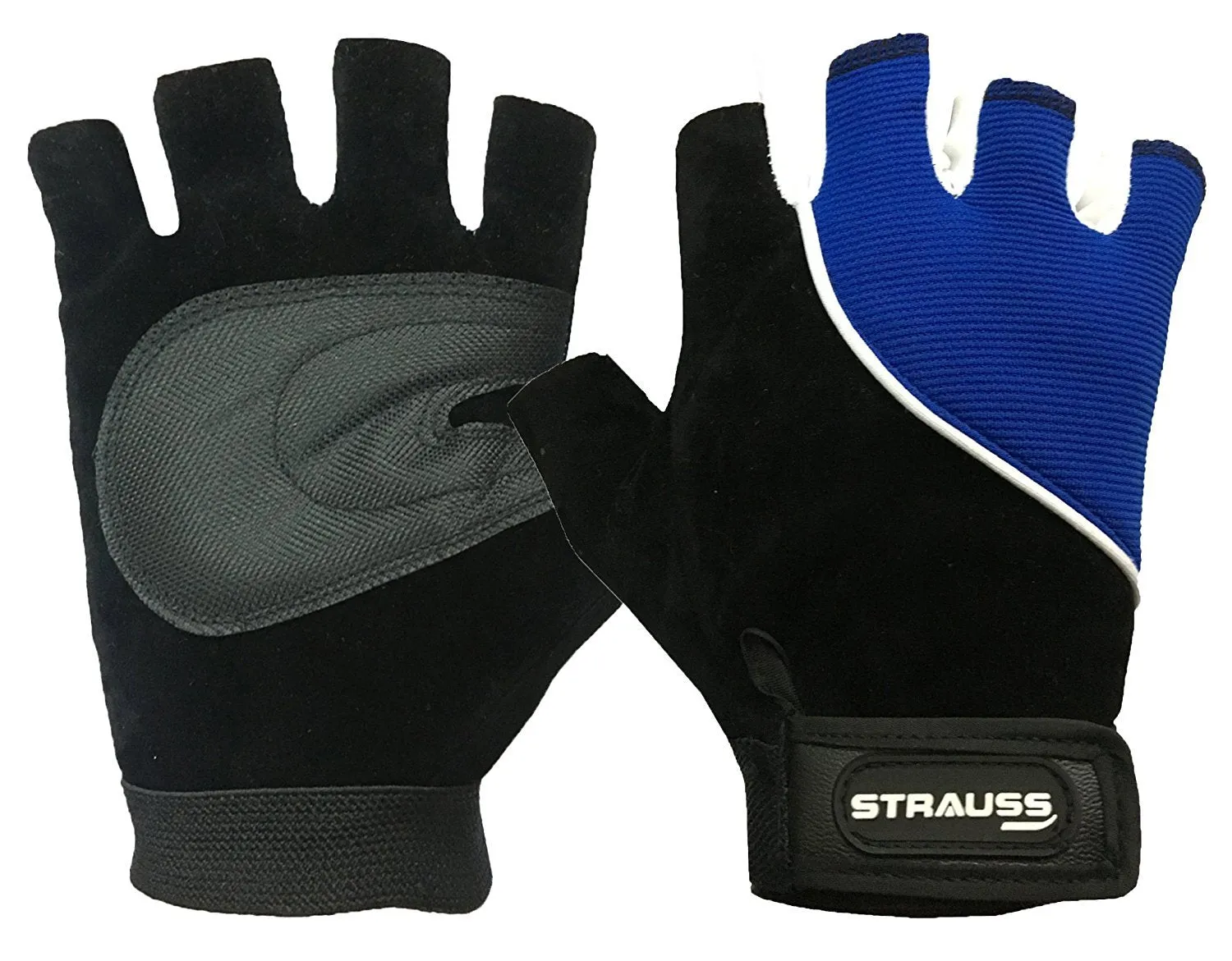 STRAUSS Cycling Gloves, Small, (Black/Blue)