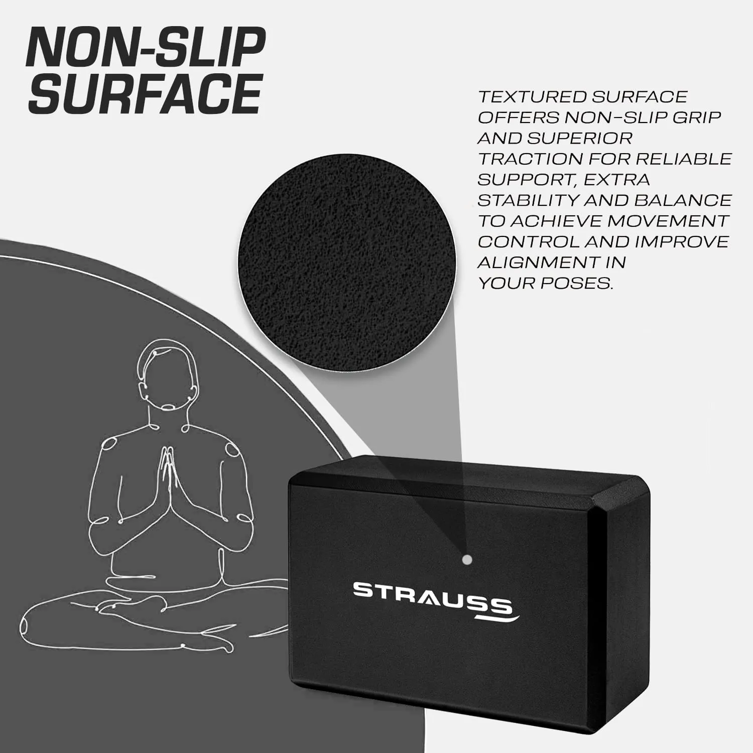 Strauss High Density EVA Foam Yoga Block | Non-Slip Workout Brick For Improving Poses, Balances Flexibility & Support Strength Training Exercises | Yoga Brick To Support and Deepen Yoga Poses,(Orange)