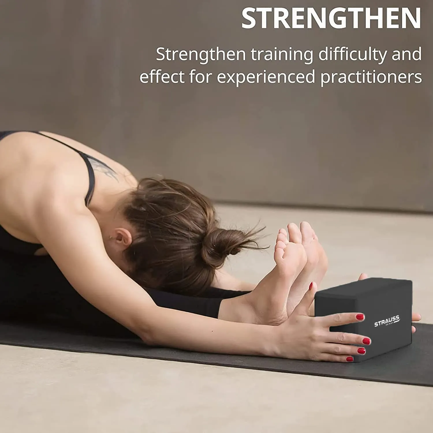 Strauss High Density EVA Foam Yoga Block | Non-Slip Workout Brick For Improving Poses, Balances Flexibility & Support Strength Training Exercises | Yoga Brick To Support and Deepen Yoga Poses,(Orange)