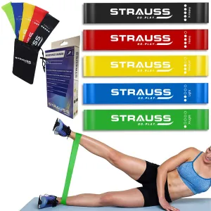 Strauss Natural Latex Resistance Loop Bands | Smell-Free & Skin Friendly | Useful for Hips, Arms & Legs Workouts. Tear Resistant & Anti-Slip | Theraband for Fitness & Toning.