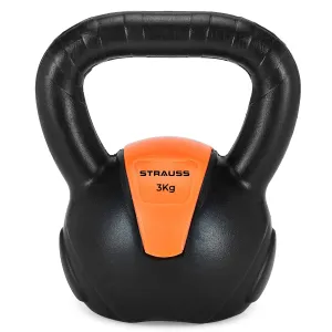 Strauss PVC Kettlebell Weights, 3Kg, (Orange)