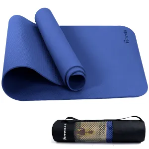 Strauss TPE Eco-Friendly Yoga Mat, 6 mm (Blue)