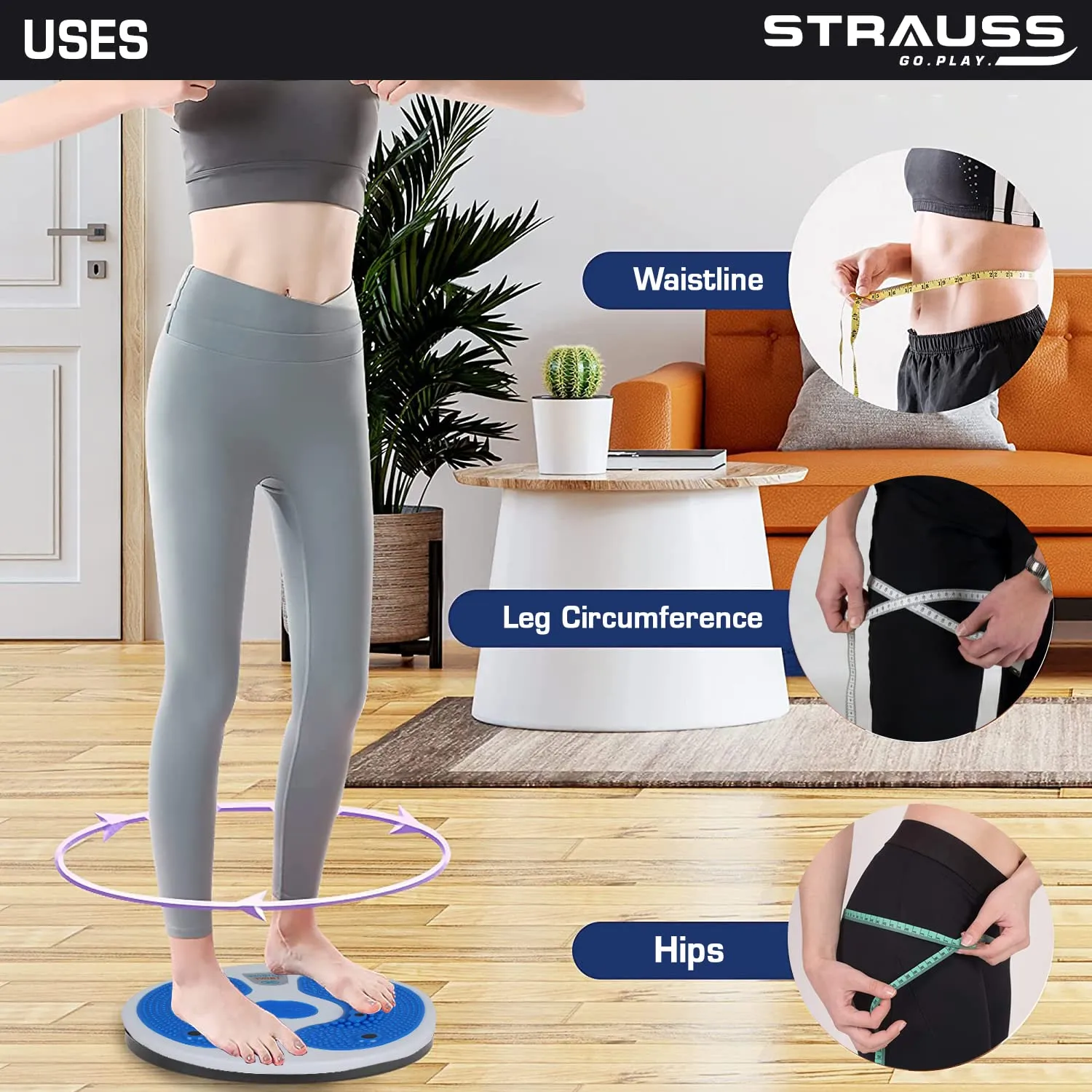 Strauss Tummy Twister With Tummy Trimmer And Exercise Wheel, Yellow